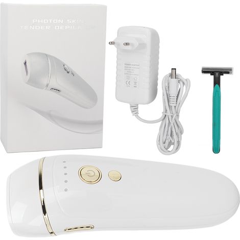 Épilateur Lumière Pulsée Portable Domicile, Sans Douleur, Appareil Électrique pour Aisselles Dos Jambes Bras, 110-240V, Blanc, Prise UE (1/5)