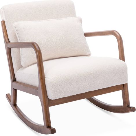 sweeek - Schaukelstuhl aus Holz und Bouclé-Stoff Skandinavisches Design