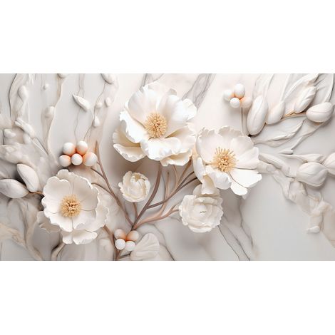 Papier peint panoramique - Fleurs 3D - 130 cm x 73 cm (1/2)