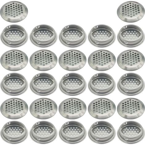 27 rejillas de ventilación, de acero inoxidable, de 35 mm de diámetro, con diseño de panal, para muebles y armarios de cocina. (1/5)