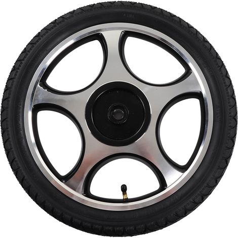 Decdeal Roue de fauteuil roulant électrique, trou droit avec rainure de clavette, moyeu en acier allié, roulette gonflable de 16 pouces de diamètre extérieur