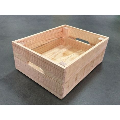 Caisse en bois brut 40 x 30 x 15 cm – Bois de pin pour rangement multiusage – Non empilable – Fabrication Portugal
