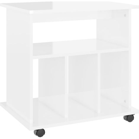 vidaXL Rollen Schrank Hochglanz Weiß 60x45x60 cm Ingenieurholz