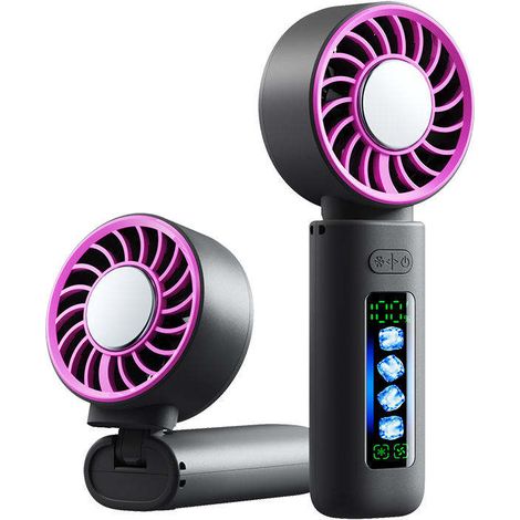 Mini Handventilator 3000mAh, USB Wiederaufladbar, Hochgeschwindigkeit, Digitalanzeige, Kühlfunktion, tragbarer Ventilator für Sommer und Outdoor (1/5)
