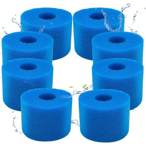 Lot de 8 filtres de Piscine en Mousse Filtre pour Intex Type S1 - Filtre en Mousse pour Spa, Piscine - Réutilisables et lavables - Éponge de Filtration de Type S1（8 pièces）