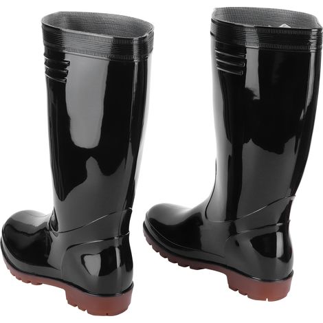 Bottes de Pluie Professionnelles Imperméables pour Jardin, Pêche et Ferme - Antidérapantes Haute Brillance Noir 42