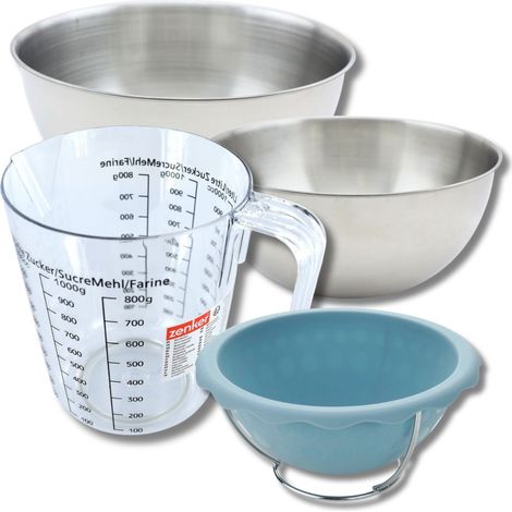 Set pâtisserie avec moule demi-sphère pour gâteau créatif, 2 bols à mixer, verre mesureur et spatule Zenker (1/5)