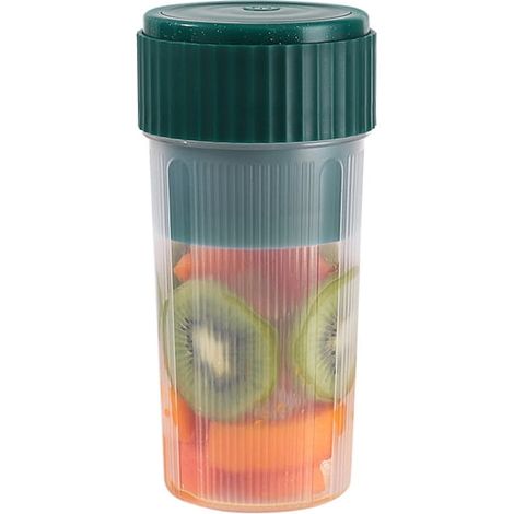 (vert) Blender portable, extracteur de jus personnel, presse-agrumes rechargeable par USB avec 6 lames, blender portatif idéal pour le sport, les voyages et autres activités. (1/5)