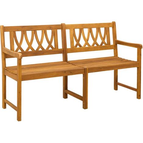 Banc d'extérieur naturel, 150 x 55,5 x 90 cm, bois d'acacia massif. (1/5)