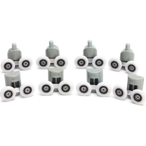 Idralite – Kit de 8 roulettes de remplacement pour portes coulissantes en verre 6mm – Roulements doubles – Excellente mobilité – Installation facile