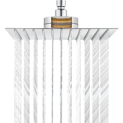 Pommeau de douche filtré, pommeau de douche à effet pluie de luxe de 25 cm, rend l'eau dure douce et durable, ce qui améliore l'état de la peau et des cheveux, conception de filtre in (1/4)