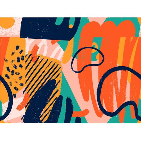 papier peint panoramique motif figurativ rose, orange et bleu - Sanders & Sanders (1/4)
