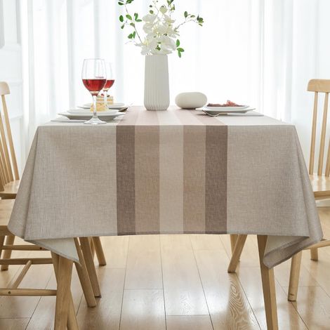 140 x 200cm Nappe Rectangulaire en Lin Anti Tache Nappes Moderne Effet Tissu Protection de Table Extérieurs Imperméable pour Anniversaire, Mariage, Banquet, Restaurant, Fête, Fête prénatale (1/5)