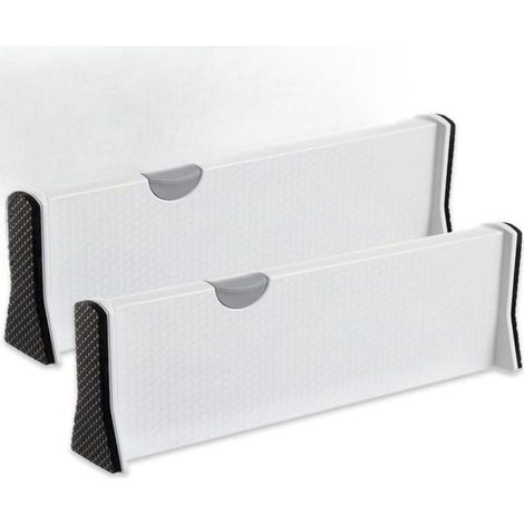 Lot de 2 séparateurs de tiroir réglables, organisation modulable sans perçage – blanc (1/5)