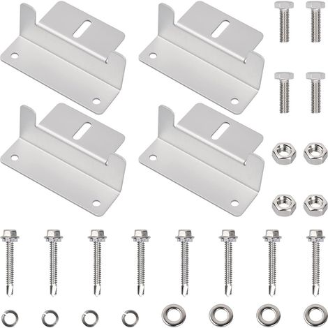 Lot de 4 Support De Montage De Panneau Solaire en forme de Z avec écrous et Vis systèmes de fixation en alliage d'aluminium (1/5)