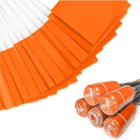 Lot de 100 drapeaux de marquage orange fluorescent, pouvant être inscrits 15x4x5 pouces, drapeaux de jardin pour pelouse, irrigation, aménagement paysager, arroseur, levé topographique et dressage de (1/5)
