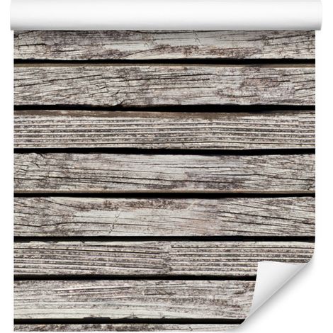 Papier peint à l'ancienne, imitation planches de bois horizontales, pour salon et chambre, 50 x 1000 cm (1/5)