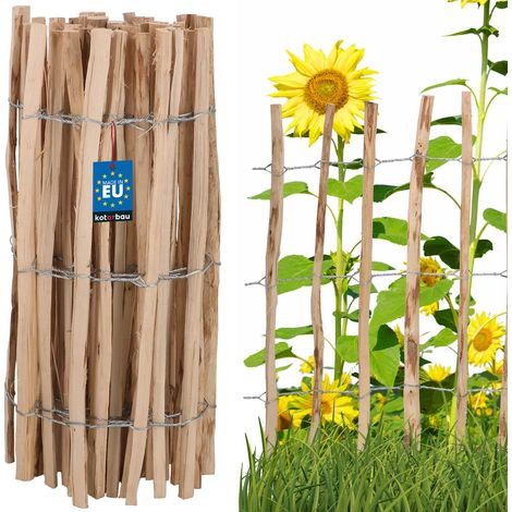 KOTARBAU® Ganivelle, Clôture Bois 0,8 x 5m, Bordure Bois Jardin, Noisetier, Clôture Bois Exterieur, Ganivelle Chataignier, Espacement Piquets 7-8 cm, Bordure Jardin Exterieur Bois, Naturel (1/5)
