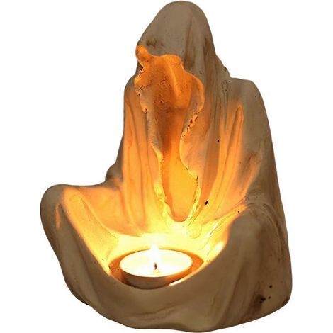 Bougeoir fantôme pour Halloween, bougeoir gothique, bougeoir pour bougie chauffe-plat, bougeoir blanc (1/4)