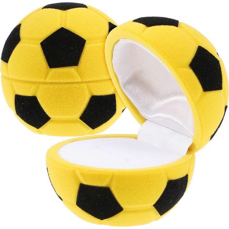 2er-Pack Ringbox, Verlobungsring-Geschenkbox, Fußballform, kleine Schmuckgeschenkbox für Ringe und Ohrstecker-4.8x4.8cm-Yellow (1/3)