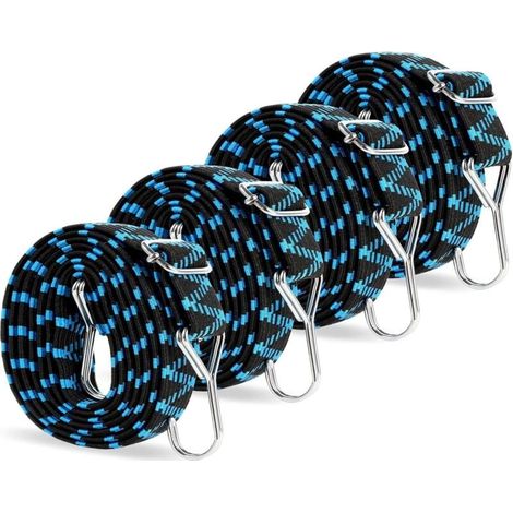 Cordes élastiques réglables avec crochets, 2 m, robustes, pour bagages, vélos, motos, voitures, camping et remorques. (1/4)