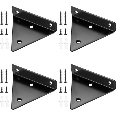 4 Pièces Supports d'étagère Flottants, Supports à Tablettes Muraux Triangulaires Invisibles, Equerre Etagere Murale Métal pour étagère (1/5)