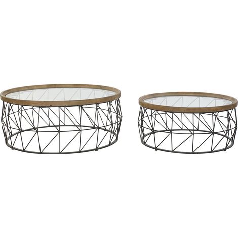 Mesa Centro Set 2 Metal Cristal 100X100X43 Cristal (1/3)