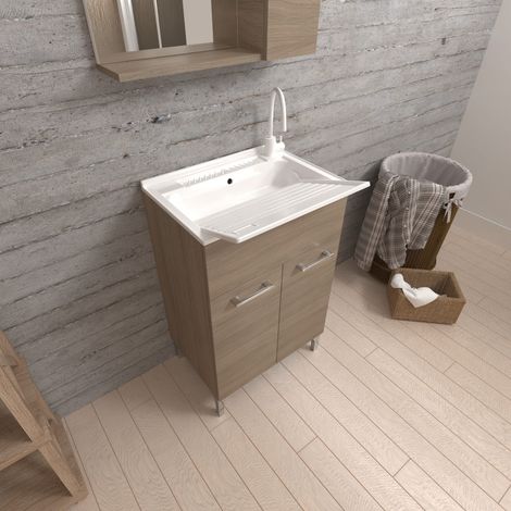Lavadero 50X50 Con Puertas Roble Natural Y Tabla Lavaplatos Pratico (1/5)