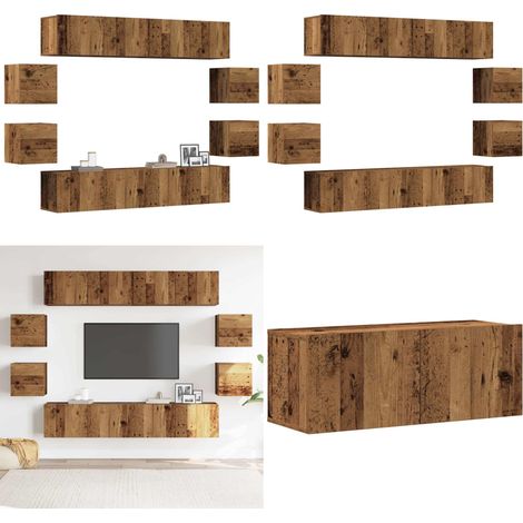 vidaXL Ensemble de meuble TV mural 8 pcs vieux bois bois d'ingénierie (1/5)