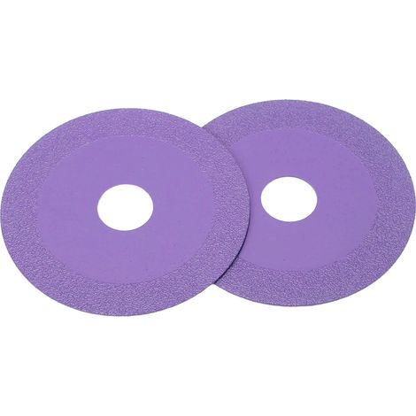 Disque de découpe verre 2 pièces, Ø100mm alésage 22,23mm, lame scie diamant acier manganèse haute dureté, pour cristal et verre, teinte violette (1/5)