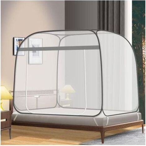 Moustiquaire portable pour lit de terrasse, taille King (200 x 183 cm, gris) (1/5)