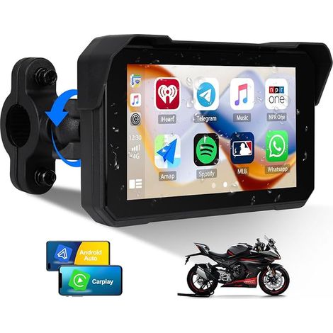 Écran GPS pour Moto avec sans Fil et Auto, écran Tactile Portable et étanche de 5 Pouces, Bluetooth et système de Surveillance de la Pression des pneus (1/5)