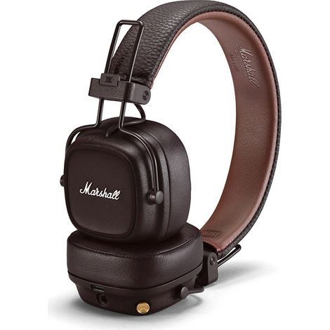 Écouteurs Bluetooth Marshall Major IV 4e génération, écouteurs intra-auriculaires, sans fil, pliables, autonomie de 80 heures - Marron