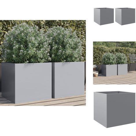 Jardinières 2 pcs argenté 42x40x39 cm acier galvanisé - Jardiniere - Pot De Fleurs - Balcon - Patio - Jardin (1/5)