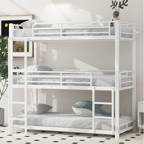 MEUBLIV Letto a castello triplo 90x200 cm bianco salvaspazio, senza materasso (1/5)