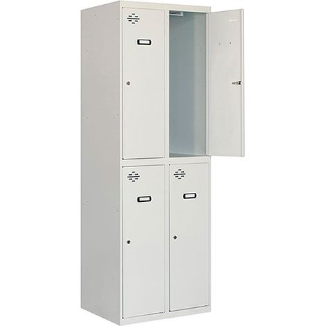 SimonRack Vestiaire Métallique 2 Porte, 1800x800x500 mm, 2 Modules, Serrure à Clé et Aérations, Gris Simonlocker (1/4)