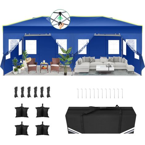 SIENTICE Tente-tonnelle pliante robuste 3x6 m – Toile Oxford 420D imperméable et anti-UV (UPF 50+) – Abri avec fenêtres et sac à roulettes – Idéal pour jardin, terrasse, événements, salons d'artisanat (1/5)