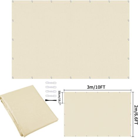 (Beige 200x300CM) Tissu d'ombrage imperméable avec perforations, adapté aux clôtures de jardin et aux pergolas, résistant aux UV. (1/5)