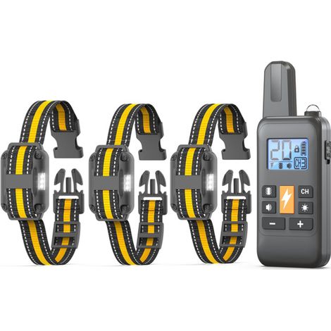 Collier de dressage pour chien télécommande 800M étanche IP67 chocs vibrations son lumière modes réglables (1/5)