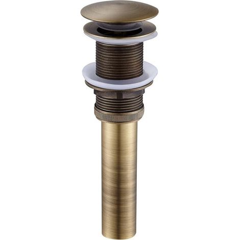 Bonde de vidange Pop Up Push Open Bouchon pour Lavabo Évier Soupape de Vidange Salle de Bain en Laiton Couleur Bronze (1/2)