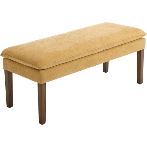 Wahson Modern Ottoman Bench Upholstered End of Bed Bench Dining Bench with Wood Legs Window Seat for Bedroom Living Room Entryway, Yellow