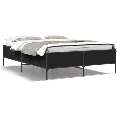 Maison Exclusive - Giroletto Nero 120x190 cm in Legno Multistrato e Metallo