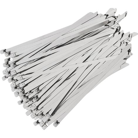 Kit de 200 colliers de serrage autobloquants en acier inoxydable de 4,6 mm de largeur pour tuyaux et câbles électriques. (1/5)