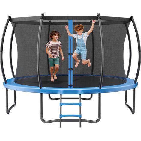 VEVOR Outdoor-Trampolin 366 x 366 x 256 cm, Freizeittrampolin, ASTM-geprüft, Gartentrampolin mit Sicherheitsnetz & Verdickter Polsterung, 181 kg Tragkraft, Rostfreies Trampolin für Kinder & Erwachsene (1/5)