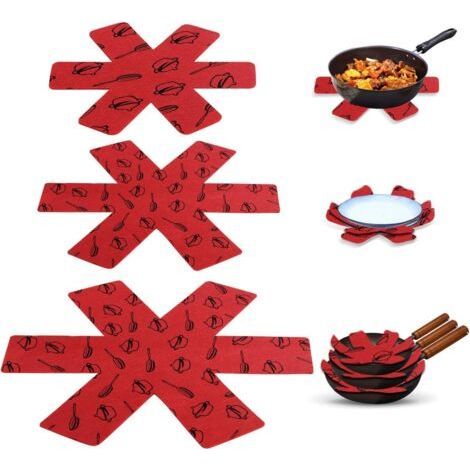 Protection Casseroles et Protège-Poêle, 15 Pcs Feutre Rembourré Imprimé Premium Coussinets D'intercalaire Séparé et Protéger les Surfaces de Ustensiles de Cuisine pour Eviter les Rayures (Rou (1/5)