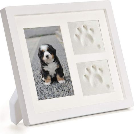 Cadre photo DIY empreintes mains/pieds, cadre blanc avec pâte blanche (1/5)