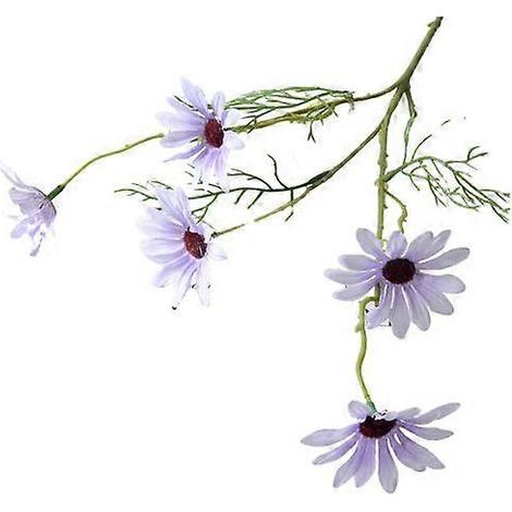Branche de fleurs artificielles avec tige, 5 branches, 5 têtes, pour la maison, un mariage ou une fête, en fausse soie.bleu, violet (1/5)