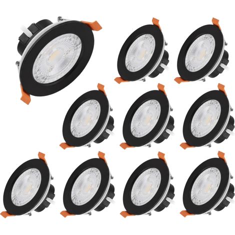 Lot de 10 Spots LED Encastrables Etanches D68 7W CCT IP54 Noirs - 60 deg - Switch 3000-4000-6500K