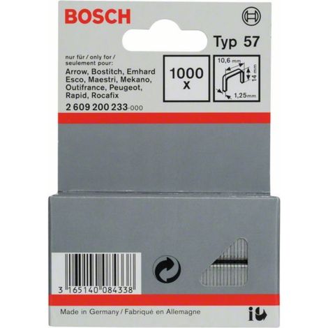 Agrafes à fil plat type 57, 10,6 x 1,25 x 14 mm Bosch 2609200233