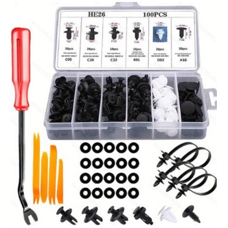 royaluxe-130 clips de rivet en plastique pour automobile, attaches de rivet en plastique universelles pour voiture, clips de fixation pour panneau de porte de voiture avec boîte de rangement et outil 